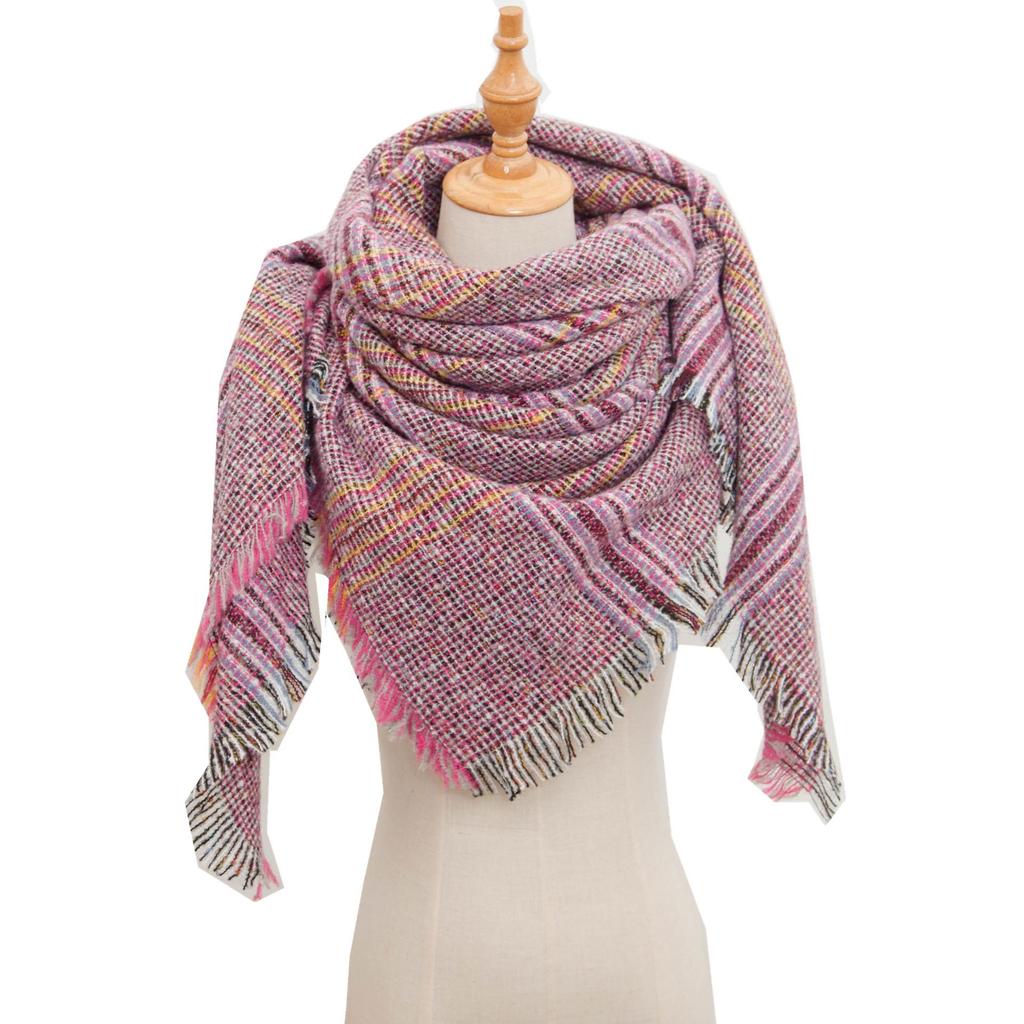 European and American Style Large Check Triangle Snood Scarf - Spring, Autumn, Winter