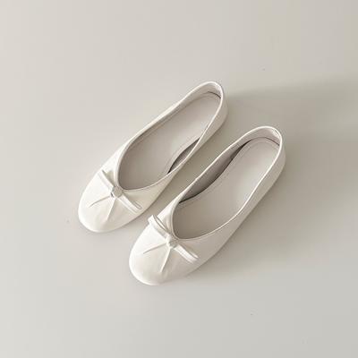 Версия из овчины~ балетки с круглым носком и французским бантом, женские туфли-лодочки с неглубоким вырезом, на плоской подошве, Мэри Джейн