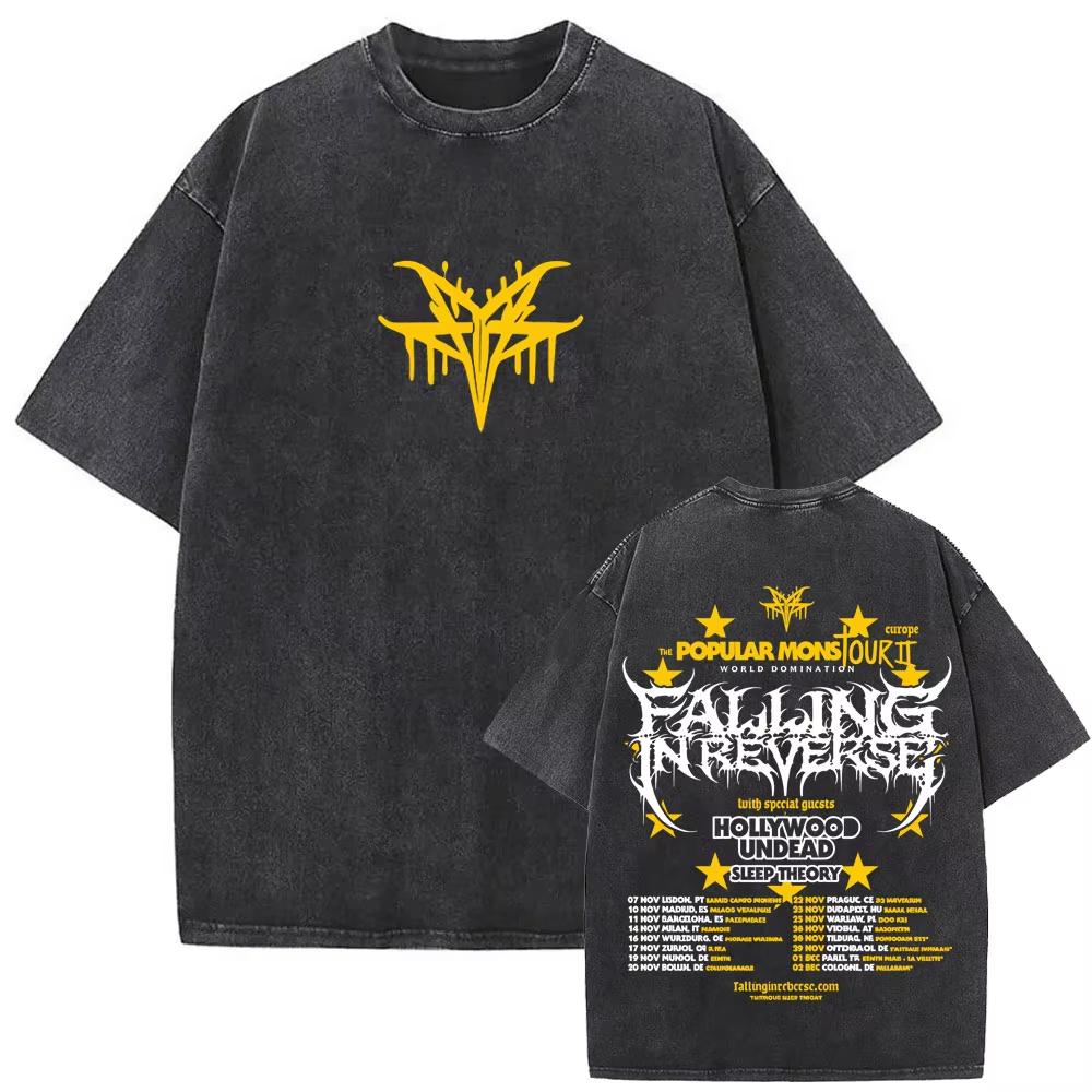 Рок-группа Falling in Reverse Выстиранная винтажная футболка Мужская Женская Повседневная Оверсайз футболка Мужская Высококачественные хлопковые футболки