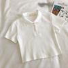 Y2K Европейский и Американский Воротник Поло С Короткими Рукавами Женский Летний Короткий Стиль Slim Fit и Утягивающий Топ С Короткими Рукавами
