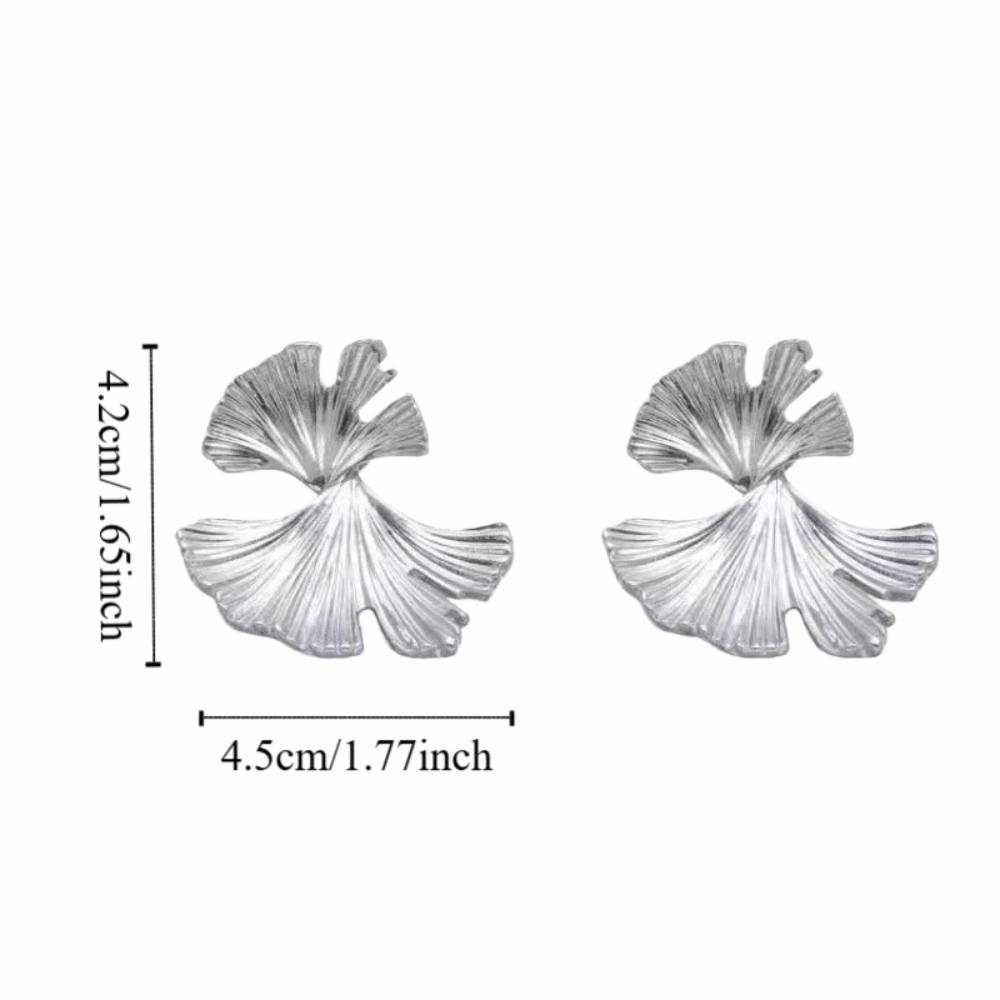 Silver/Gold Metal Ginkgo Leaf Earrings Metal Leaves Ear Studs Personality Big Plant Earrings  Party