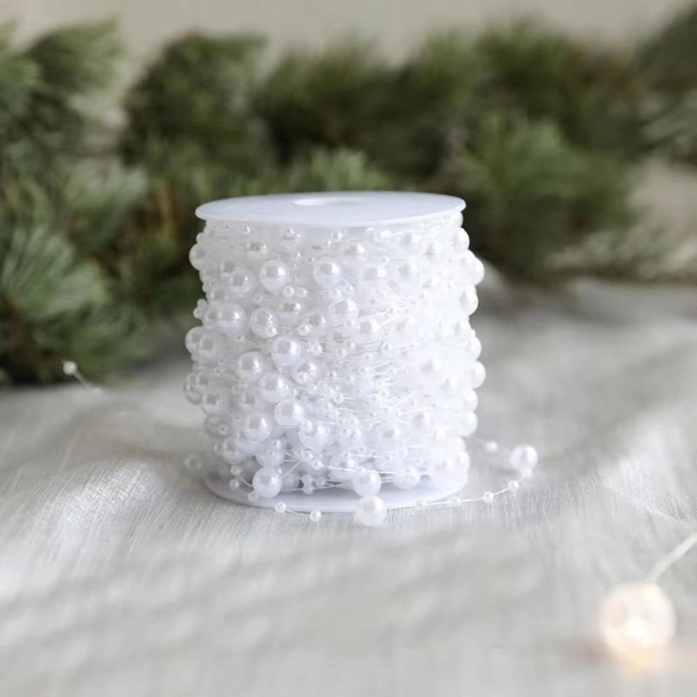 Новая жемчужная цепочка 10 м/рулон для DIY рождественских украшений, гирлянда из бусин, подвеска на елку для декора дома и комнаты