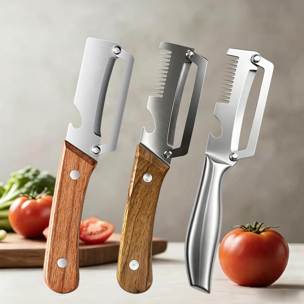 Многофункциональная кухонная овощечистка из нержавеющей стали, овощечистка для фруктов 2-в-1, открывалка для бутылок, специальная кухонная чистка, нарезка7