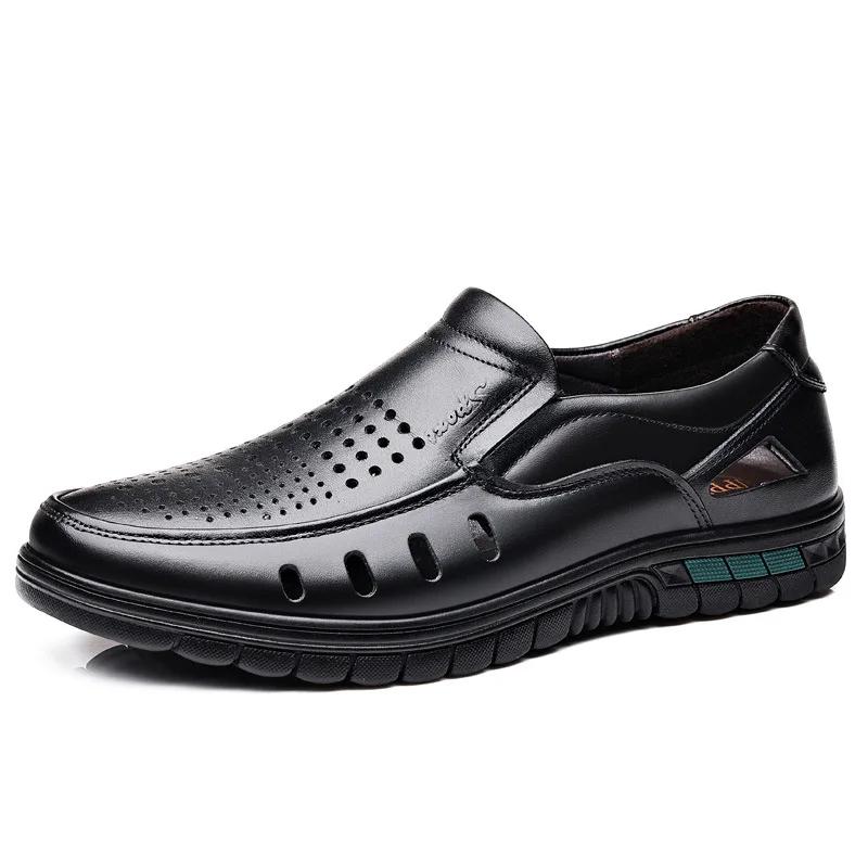 Fashion Summer 2024 New Men's Hollow Breathable Cool Leather Shoes Fashion Trends Business Casual Leather Shoes Banquet Casual Shoes