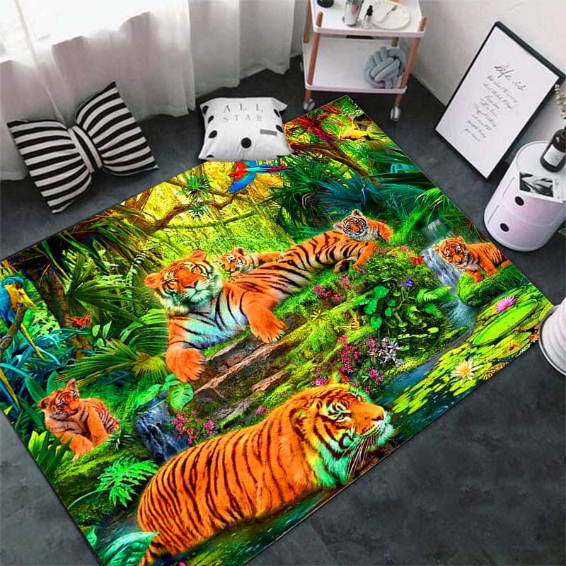Модный ковер с рисунком тигра на полу, большой ковер с 3D принтом животных, мягкий коврик для гостиной, впитывающий противоскользящий коврик для ванной комнаты