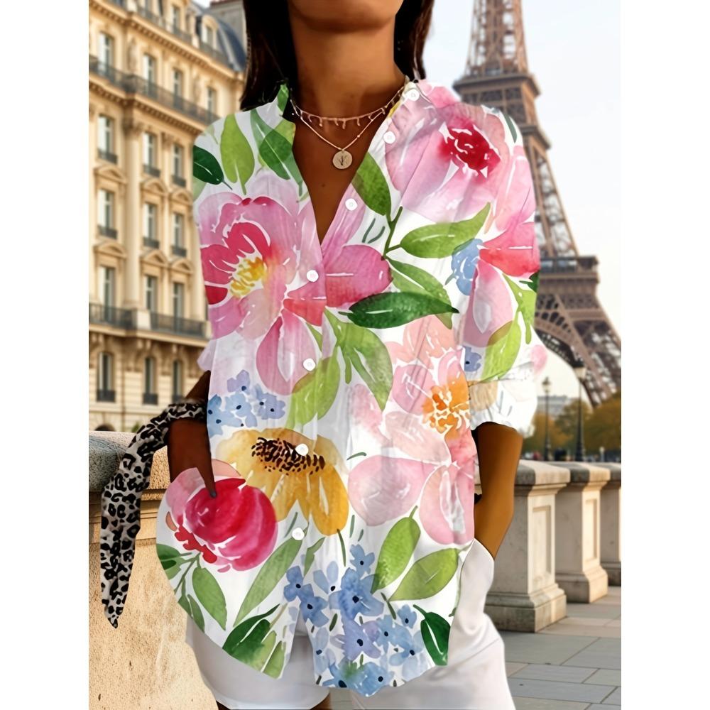 Fashion Large Size Printed Long Sleeve Casual Shirt