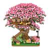 2008pcs DIY Discoloration Cherry Blossom Flower Pink Tree House Train Assembly Building Blocks Classic Model Bricks Sets Kid