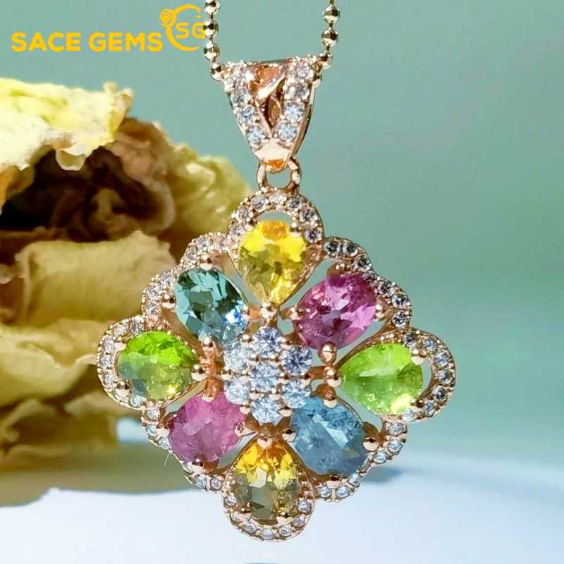 Sace Gems S925 стерлингового серебра 4*5 мм натуральный турмалин кулон ожерелья для женщин помолвка коктейльная вечеринка изящные ювелирные изделия