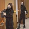 2024 Women's Korean Style Corduroy Two-Piece Suit: Autumn/Winter Fashion with Plush Velvet for Age-Reducing Elegance