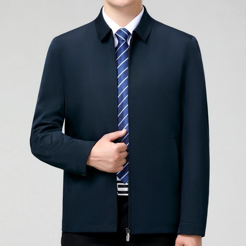 Весенне-осенняя куртка из шелка Mulberry High-end, мужская куртка для пап среднего и пожилого возраста, повседневная деловая куртка для руководителей