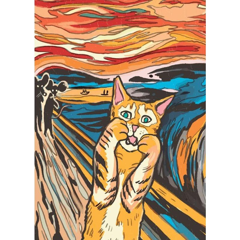 Знаменитая картина на холсте Эдвард Мунк Крик Абстрактные смешные постеры и принты Настенное искусство Картина с кошкой и собакой для спальни Домашний декор