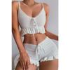 Special Knitted Fabric Strap Shorts Pajama Set