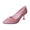 Fashion New High Heels Hair Korean Hot Selling Pointed Bow Women's High-heelled Shoes Thin Heel Flock Shallow Mouth Women Loafers