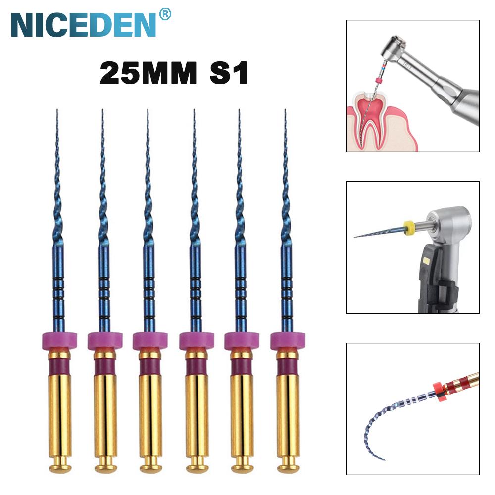 Niceden 6 шт. стоматологический эндодонтический файл-двигатель, инструмент для корневого канала NiTi, конические стоматологические гибкие инструменты