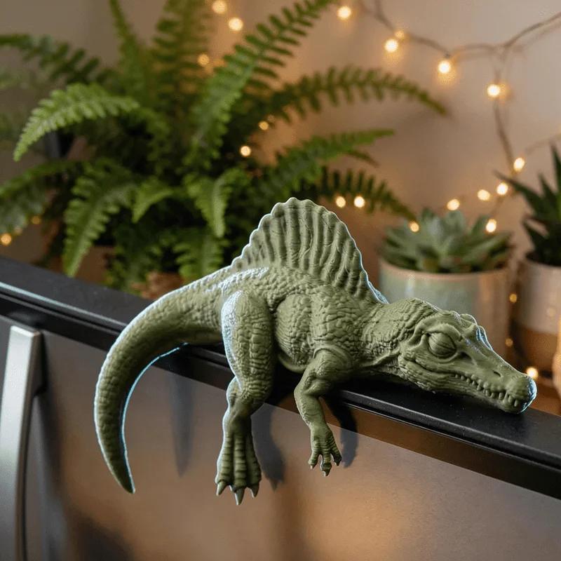 Sleeping T-Rex Monitor Topper 3D Printed Lazy Dinosaur Figurine Desk Shelf Decor Cute Dino Ornament Gift