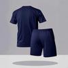 Men's Summer Ice Silk Printed Short Sleeve T-shirt & Drawstring Shorts Sports Set