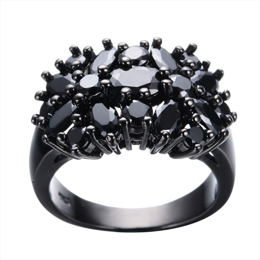 Oval Wedding Rings Black Border Rings Fashion Inlaid Ring Women Men