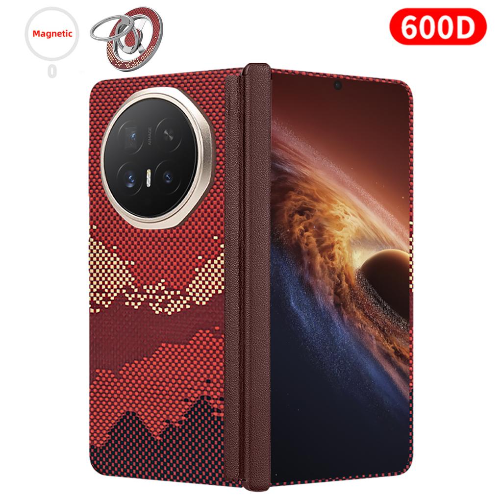 Для Honor Magic V6 Чехол из углеродного волокна 600D Ткань из кевларового волокна Арамидное волокно Ультратонкий Жесткий чехол Магнитный Черный Тонкий Легкий Красный Премиум