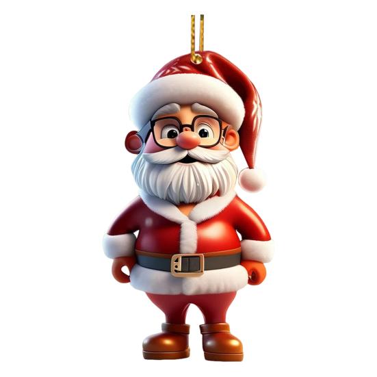 Украшения Санта-Клауса 2D Мультяшный Санта-Клаус Акриловая Подвеска Рождественская Елка Подвесное Украшение для Праздничного Дерева Декор