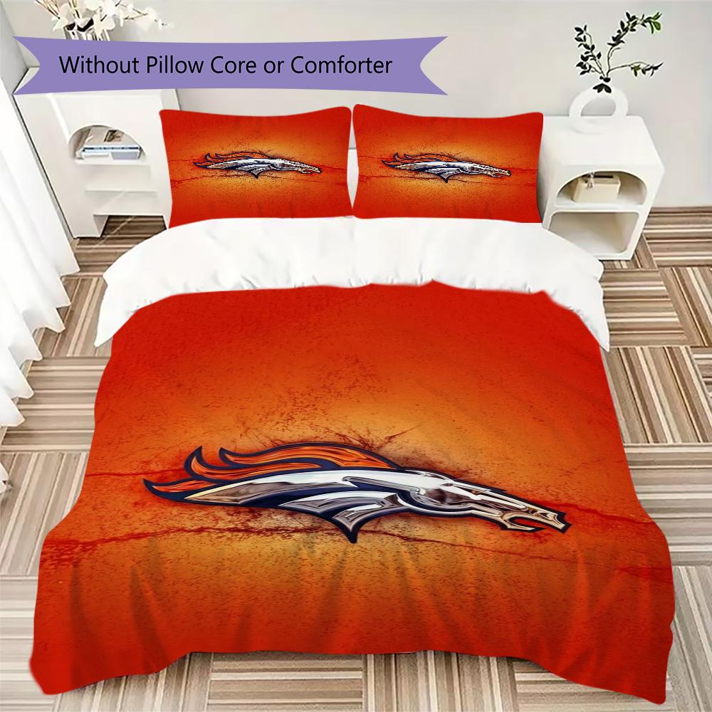 Denver Broncos Pattern Bedding uilt Set uilt Cover Pillowcase Home Decoration Birthday Gift (1*duvet cover + 2*pillowcase without core)