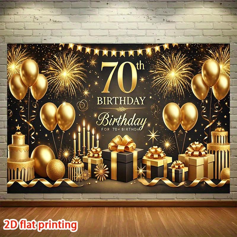 2D plane 1 set of exquisite golden ribbon and gift box for 70-year-olds party banner family festival celebration