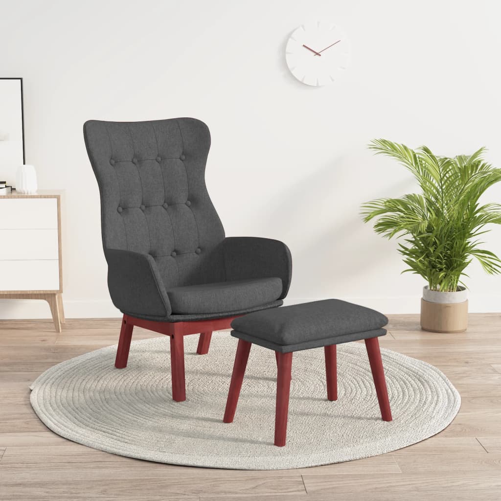 Relax Armchair with Footstool Dark Grey Fabric