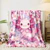 A cute pink axolotl surrounded by blooming cherry blossoms. for all seasons blanket lunch break throw gift