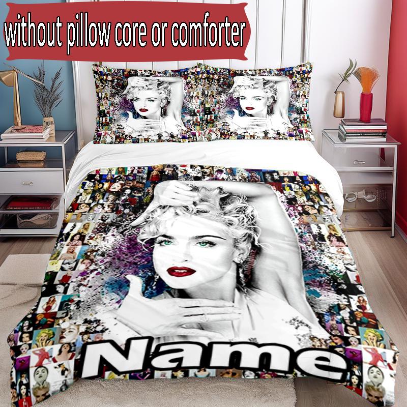 3pcs Duvet Cover Set (1*Duvet Cover + 2*Pillowcase, Without Core), Custom Name Singer Pattern Bedding Set, Home Bedroom Decor Gift