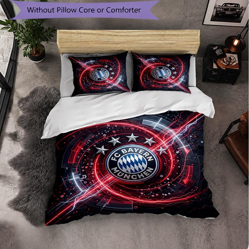 Bayern Munich Pattern 3 Pieces Bedding Set Soft Microfiber Duvet Cover with Pillow Cases for Bedroom