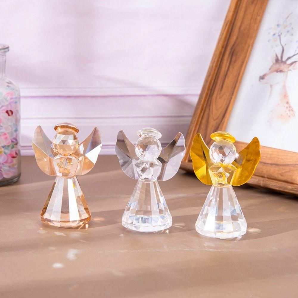 Collecible Crystal Angel Statue Crafts Table Ornament Guardian Angel Figurine Desktop