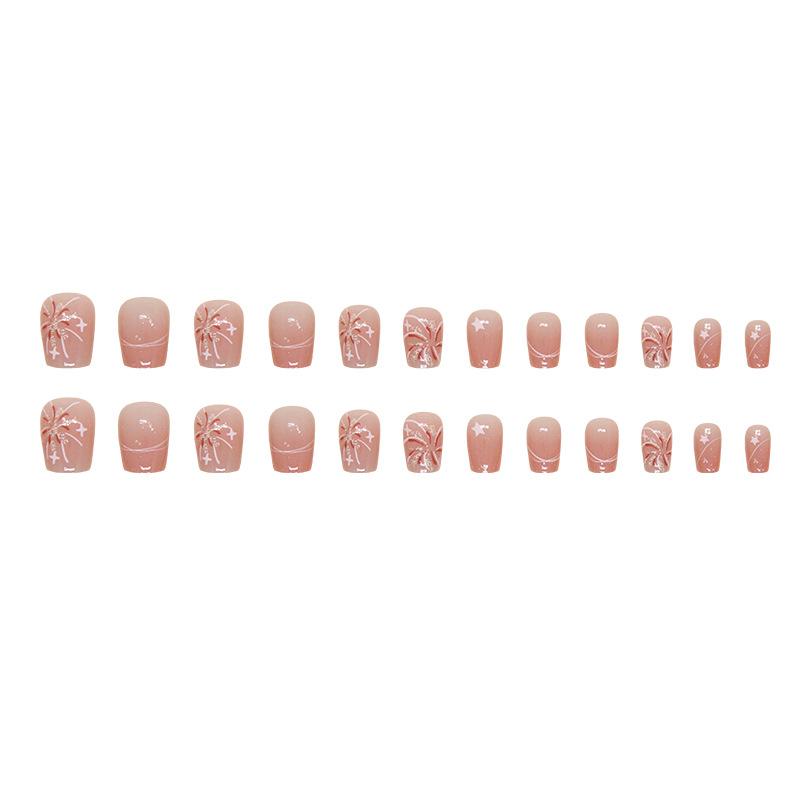 Blush Nail Art Fireworks Wearing Nail Removable Star Nail Film Short Ballet Nail Art Patch Small Short Ladder Nail Film