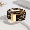 Charm MultiLayer Bangles Hand Jewelry Magnetic Bracelet Vintage Leopard Leather Bracelets Party