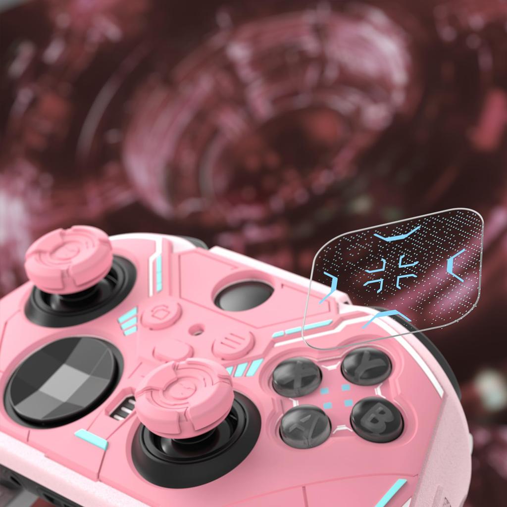 PlayVital Stellar Mecha Silicone Protective Cover for Xbox Elite Series Grip Protector with 2 Thumb Grip Caps and Mechanical Pink 2, Non-Slip