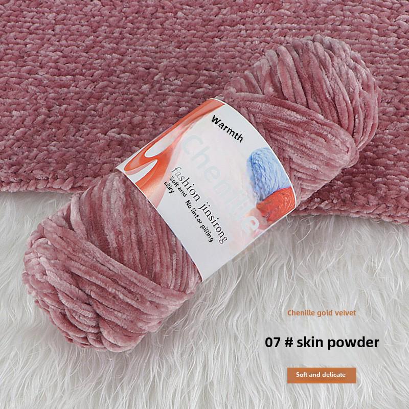 Вязаный шарф, шапка, тапочки крючком из золотистого бархата с шениллом, набор для самостоятельного вязания из кукольной шерсти