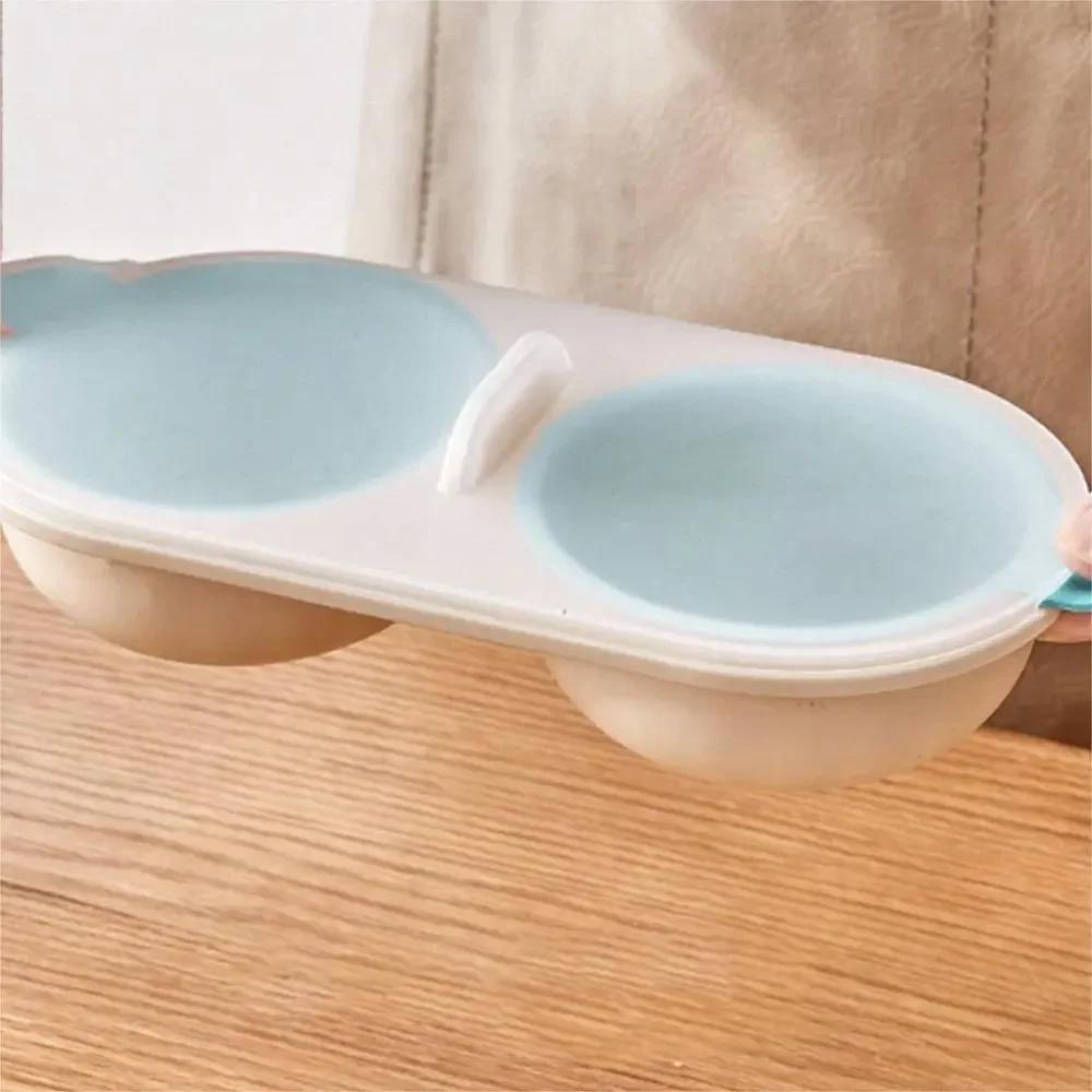 1pc Microwave Eggs Poacher,Double-Cup Egg Boiler,Kitchen Gadget, Hot Spring Egg Mold ,Cooking Tools,Clear Water Lotus Egg Maker