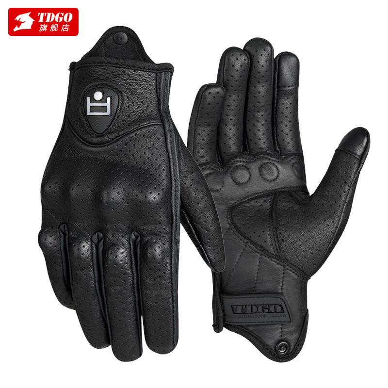 Retro Harley Style Motorcycle Gloves, All-Season Anti-Fall Breathable Touchscreen Windproof Biker Gloves