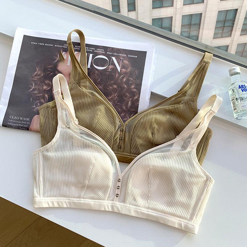 Сексуальный сетчатый бюстгальтер на косточках с чашечками в виде заячьих ушек, нижнее белье для женщин, тонкий дизайн против провисания, большая грудь и маленькое нижнее белье