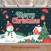 Party Backdrop Christmas Red Flat Merry Snowman Tree Multi Layered Celebrations Photo Background Decor Front Door Decor