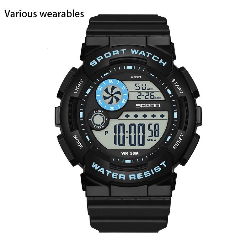 Новые детские часы с ручным механизмом, многофункциональные спортивные, водонепроницаемые, для студентов, для мужчин и женщин, с будильником, светящиеся часы