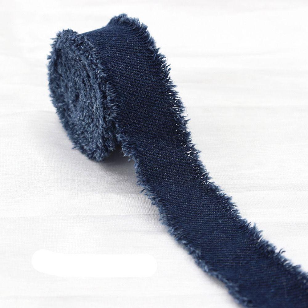 Hairclip Bows Denim Ribbon 1.5Yards Handmade Fringe Silk Ribbon DIY Sewing Crafts  DIY Sewing