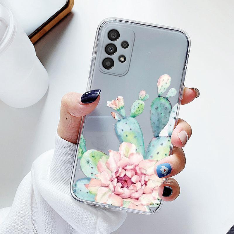 Чехол для телефона Samsung A53 5G A33 Цветочный силиконовый чехол для Samsung Galaxy A73 Fundas Coque Прозрачный мягкий Capas Цветочный ТПУ