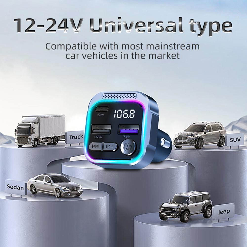 Kebidumei Bluetooth FM-передатчик для автомобильного радиоприемника, беспроводной аудиоприемник Hands Free, MP3-плеер с поддержкой быстрой зарядки 30 Вт PD