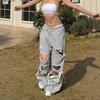 European And American Personalized Street Casual Pants High Street Hip Hop Ripped Design Wide Leg Pants Loose Sweatpants