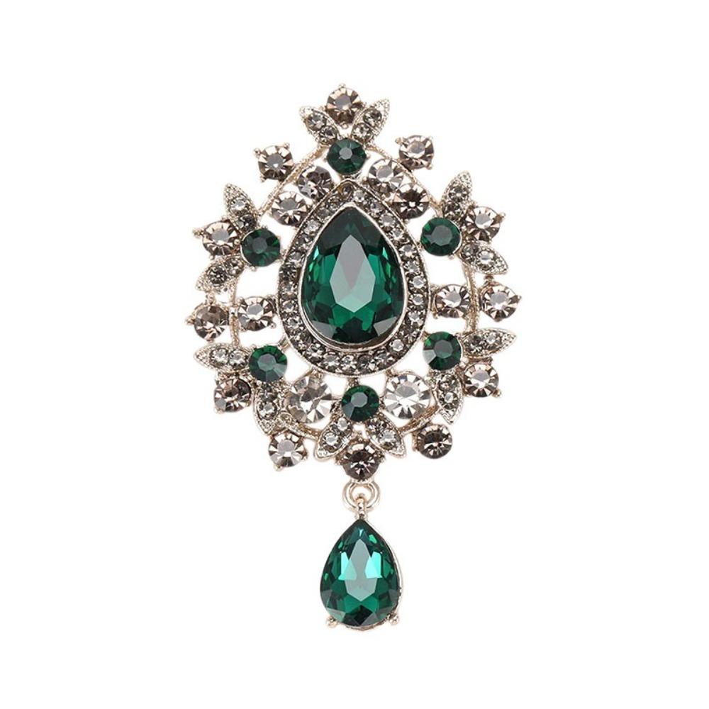 Zinc Alloy Zircon Crystal Brooch Retro Palace Style Pendant Brooch New Corsage Pins Wedding