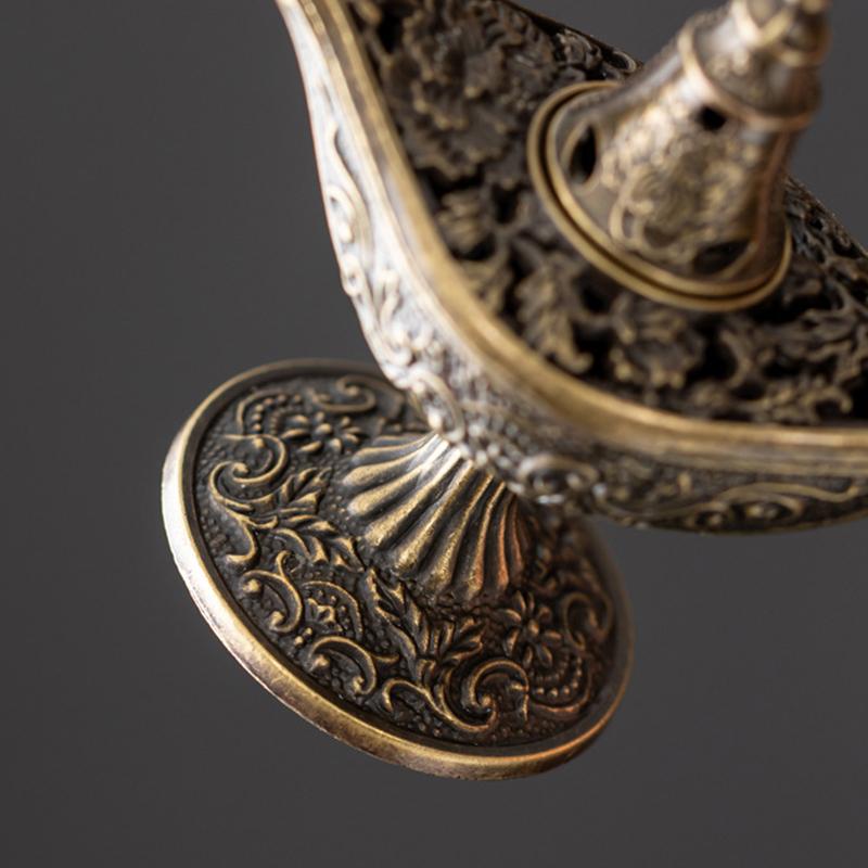 1 шт. Лампа Аладдина Форма Домашний декор Подставка для благовоний Домашний Сложный цветочный дизайн Праздничные подарки