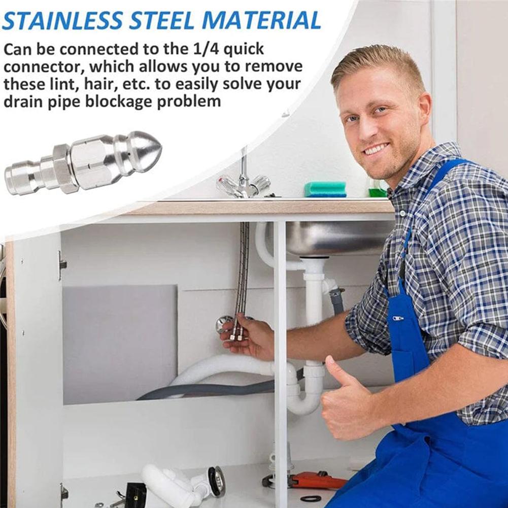 Насадка для прочистки канализации, насадка для прочистки дренажа под давлением, многофункциональная из нержавеющей стали 5000 фунтов на кв. дюйм для прочистки канализации под давлением