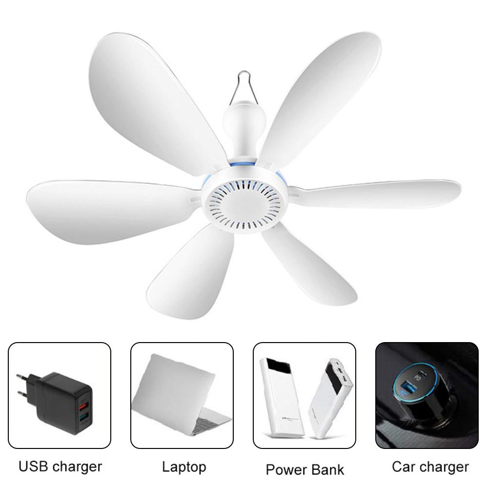 Потолочный вентилятор с зарядкой через USB, бытовой бесшумный вентилятор с сильным ветром, 6-лопастной потолочный вентилятор с дистанционным управлением для пикника, кемпинга