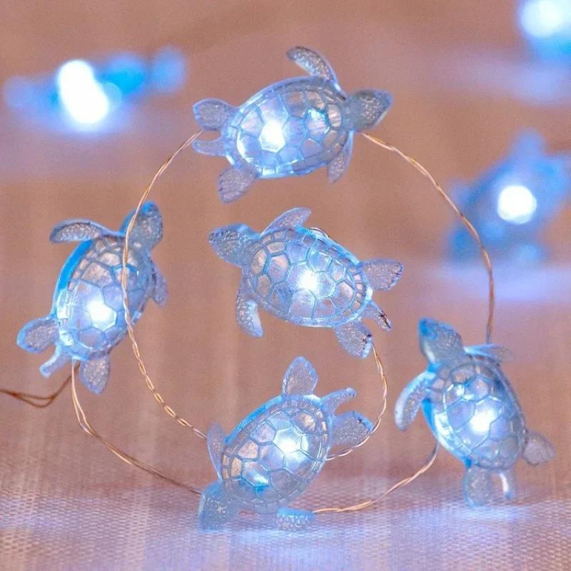 2M 20LED Морские животные Черепаха Гирлянда Вечеринка Подводная вечеринка Украшение на день рождения Пляжная тематика Волшебный свет для дома в помещении