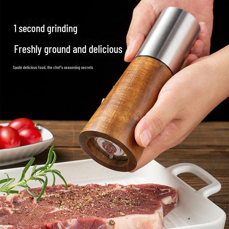 Набор из нержавеющей стали и дерева: перечница и солонка с керамическим сердечником