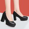 Женская обувь женская мода черная лакированная кожа платформа квадратный каблук обувь женская офисные туфли ab570
